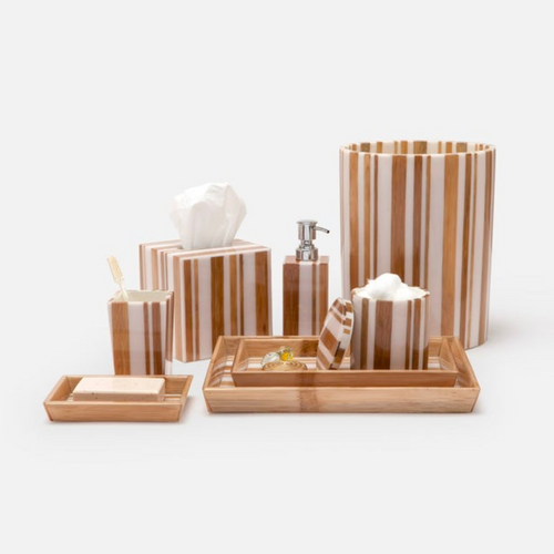 Ashford Striped Brown and White Bath Set Ashford Striped Brown and White Bath Set